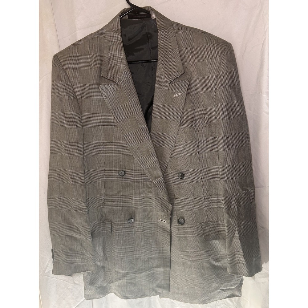 Paul Smith Sportswear Mens Blazer 41 Grey Glen Plaid Double Breasted Vintage